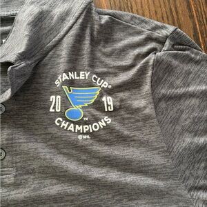 ST LOUIS BLUES 2019 Stanley Cup Champs Men Short Sleeve Polo Shirt L Fanatics